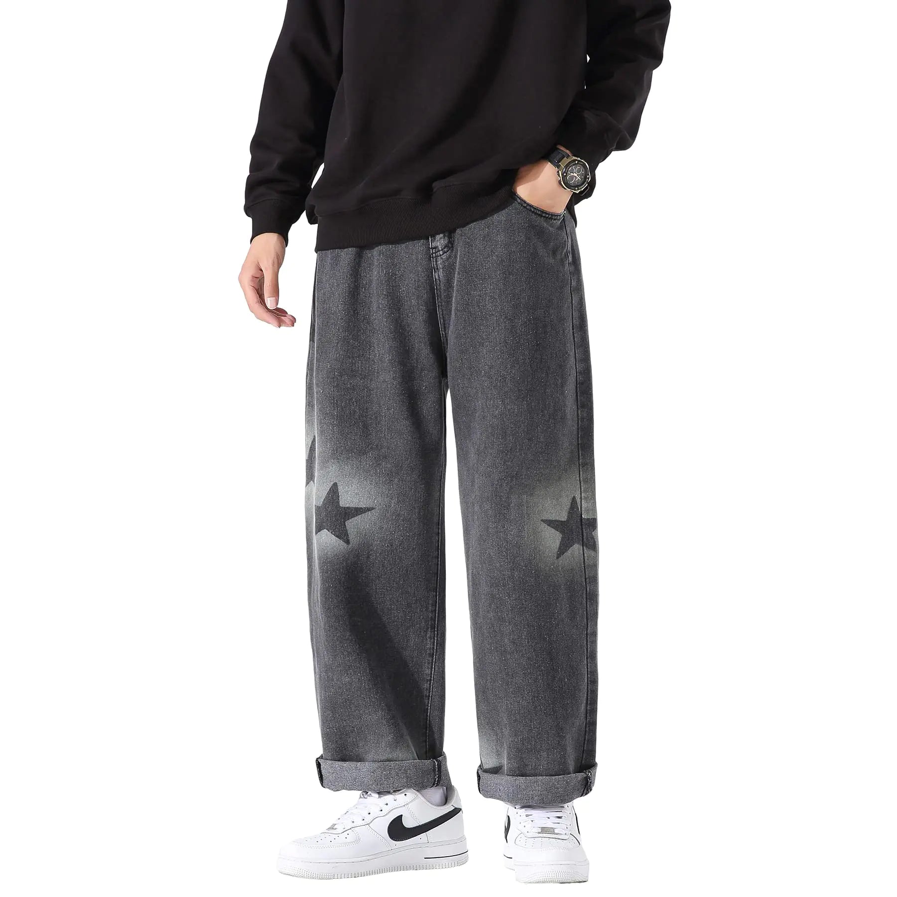 DOSLAVIDA Men's Relax-Cut Cargo Jeans